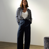 Tailored Pintuck Pants - Navy