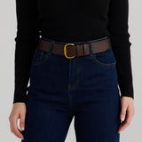Core Wide Vegan Leather Belt - Chocolate