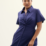 Knot Shirt Dress - Indigo Blue (Pre Order)