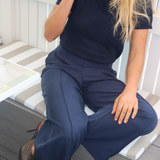 Tailored Pintuck Pants - Navy