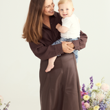 Vegan Leather Panelled Skirt - Chocolate