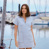 Denim Short Sleeve Mini Dress - Light Blue Wash