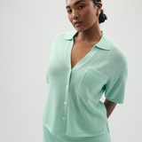 Crochet Short Sleeve Shirt - Mint (Pre Order)