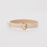 Wide Vegan Leather Belt - Ecru