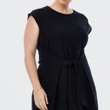 Cap Sleeve Jersey Dress - Black
