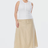 Half Placket Ribbed Tank - White