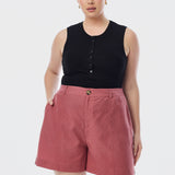 Half Placket Ribbed Tank - Black