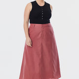 A-Line Midi Skirt - Cranberry