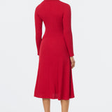 Buttoned Knit Dress - Crimson