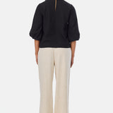 Gathered Sleeve Top - Black