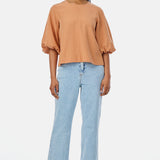 Gathered Sleeve Top - Dusty Terracotta