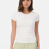 Gathered Short Sleeve Top - White