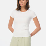 Gathered Short Sleeve Top - White