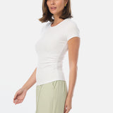 Gathered Short Sleeve Top - White