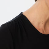 Gathered Short Sleeve Top - Black