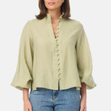 Gathered Sleeve Shirt - Sage