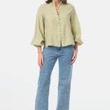 Gathered Sleeve Shirt - Sage