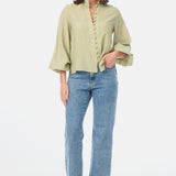 Gathered Sleeve Shirt - Sage