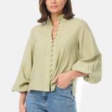 Gathered Sleeve Shirt - Sage