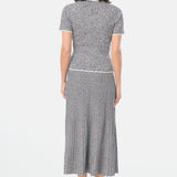 Short Sleeve Buttoned Knit Top - Navy Marl