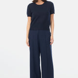 Textured Short Sleeve Knit Top - Navy