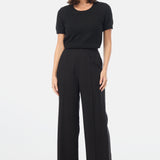 Textured Short Sleeve Knit Top - Black