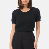 Textured Short Sleeve Knit Top - Black
