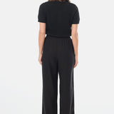 Textured Short Sleeve Knit Top - Black