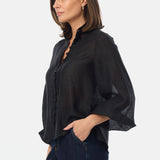 Gathered Sleeve Shirt - Black