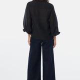 Gathered Sleeve Shirt - Black