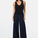 V-Neck Knit Tank - Black