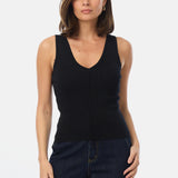 V-Neck Knit Tank - Black