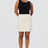 Tailored Mini Skirt - Oatmeal Stripe (Pre Order)