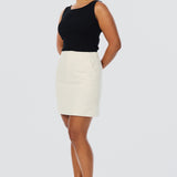 Tailored Mini Skirt - Oatmeal Stripe (Pre Order)