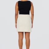 Tailored Mini Skirt - Oatmeal Stripe (Pre Order)