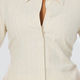 Short Sleeve Shirt - Oatmeal Stripe (Pre Order)