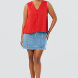 V-Neck Swing Top - Crimson (Pre Order)