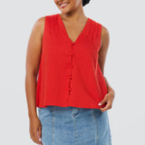 V-Neck Swing Top - Crimson (Pre Order)