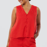 V-Neck Swing Top - Crimson (Pre Order)