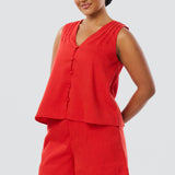 V-Neck Swing Top - Crimson (Pre Order)