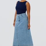 Denim A-Line Midi Skirt - Mid Blue Wash (Pre Order)