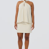 Twist Neck Halter Top - Oatmeal Stripe (Pre Order)