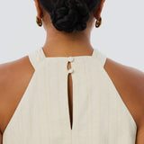 Twist Neck Halter Top - Oatmeal Stripe (Pre Order)