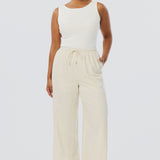 Elastic Waist Pants - Oatmeal Stripe (Pre Order)