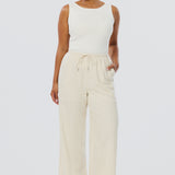 Elastic Waist Pants - Oatmeal Stripe (Pre Order)