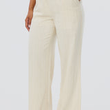 Elastic Waist Pants - Oatmeal Stripe (Pre Order)
