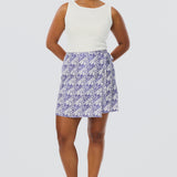 Tie Wrap Mini Skirt - Blue Mosaic (Pre Order)
