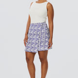 Tie Wrap Mini Skirt - Blue Mosaic (Pre Order)