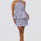Twist Neck Halter Top - Blue Mosaic (Pre Order)