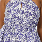 Twist Neck Halter Top - Blue Mosaic (Pre Order)